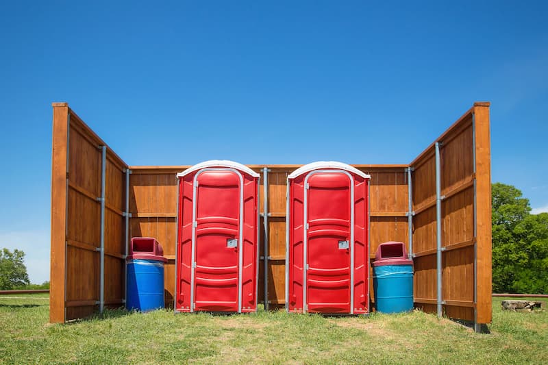 Short-term porta potty units staged for delivery in Temecula, California